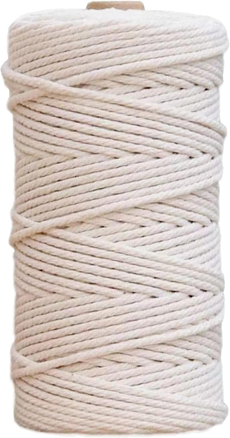 Premify 3mm White Cotton Cord Craft Macrame Natural Durable Long Cotton Rope Handmade Art Material for Craft Wall, Hanging Plants, Drawstrings, Gardening, Home Decorations (3MM x 100Meters)