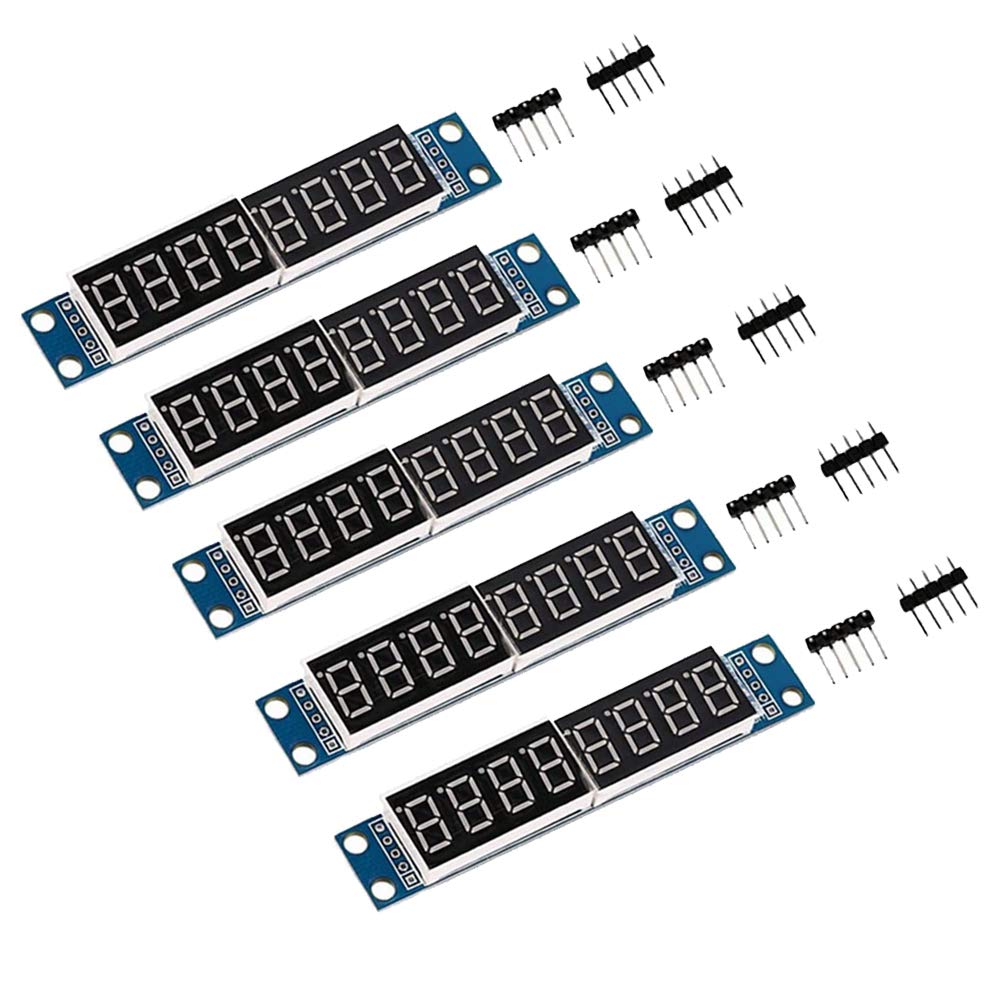 Stemedu 5PCS MAX7219 8-Digital 7-Segment Display Module LED Display Tube for Arduino MCU/51/AVR/STM32 Raspberry Pi ESP8266 Nodemcu