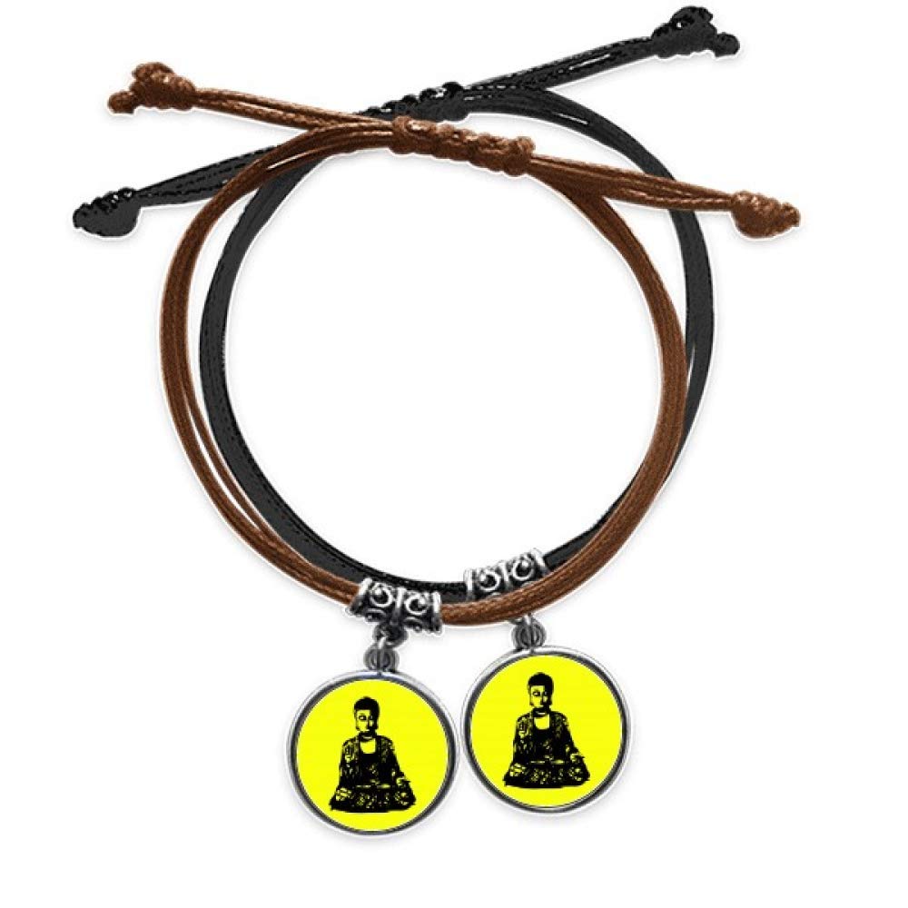 offbb Shakyamuni Portrayal Meditate Sublimation Bracelet Double Leather Rope Wristband Couple Set Gift