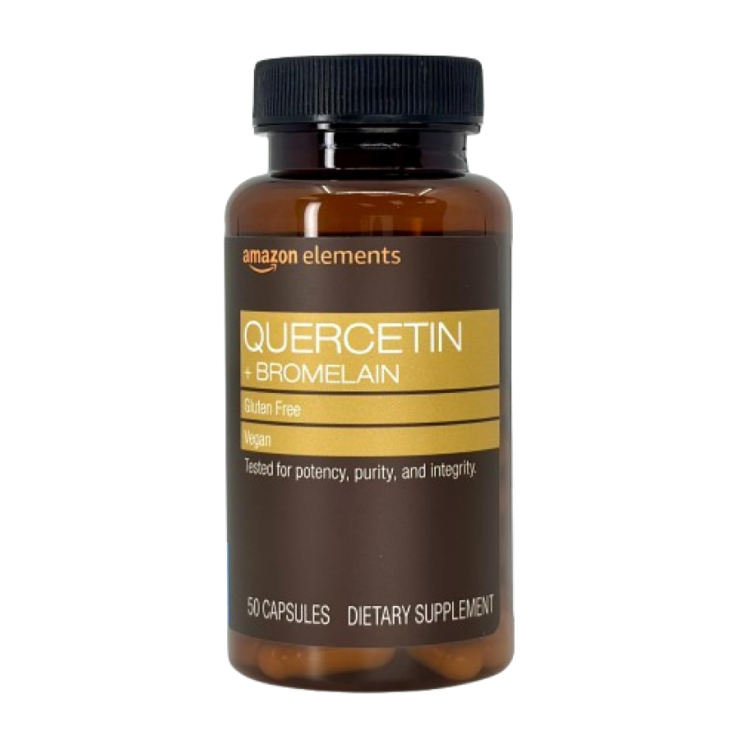 Amazon Elements Quercetin + Bromelain, 500 mg Quercetin with 150 mg Bromelain, Vegan, Pineapple, 50 Capsules