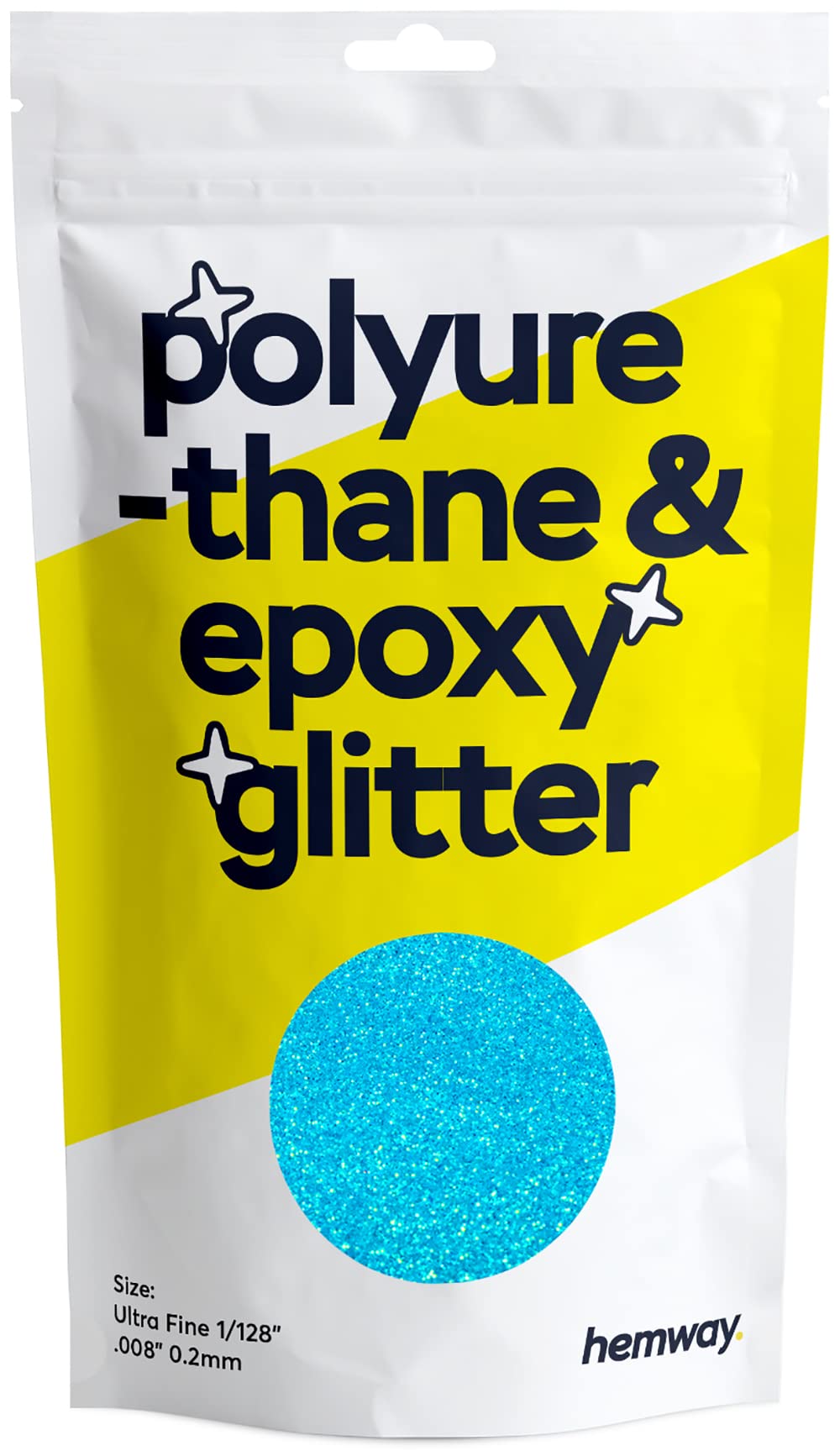 Hemway Polyurethane & Epoxy Resin Glitter 100g / 3.5oz Metallic Crystal Flake Additive for Flooring Jewelry Tumblers Glass Pigment - Ultrafine (1/128" 0.008" 0.2mm) - Fluorescent Blue