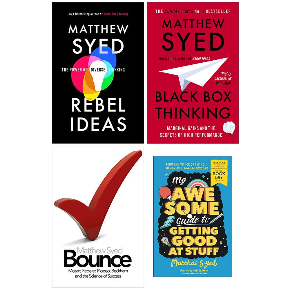 Matthew Syed Collection 4 Books Set (Rebel Ideas The Power of Diverse Thinking, Black Box Thinking, Bounce The Myth of Talent and the Power of Practice, My Awesome Guide to Getting Good at Stuff)