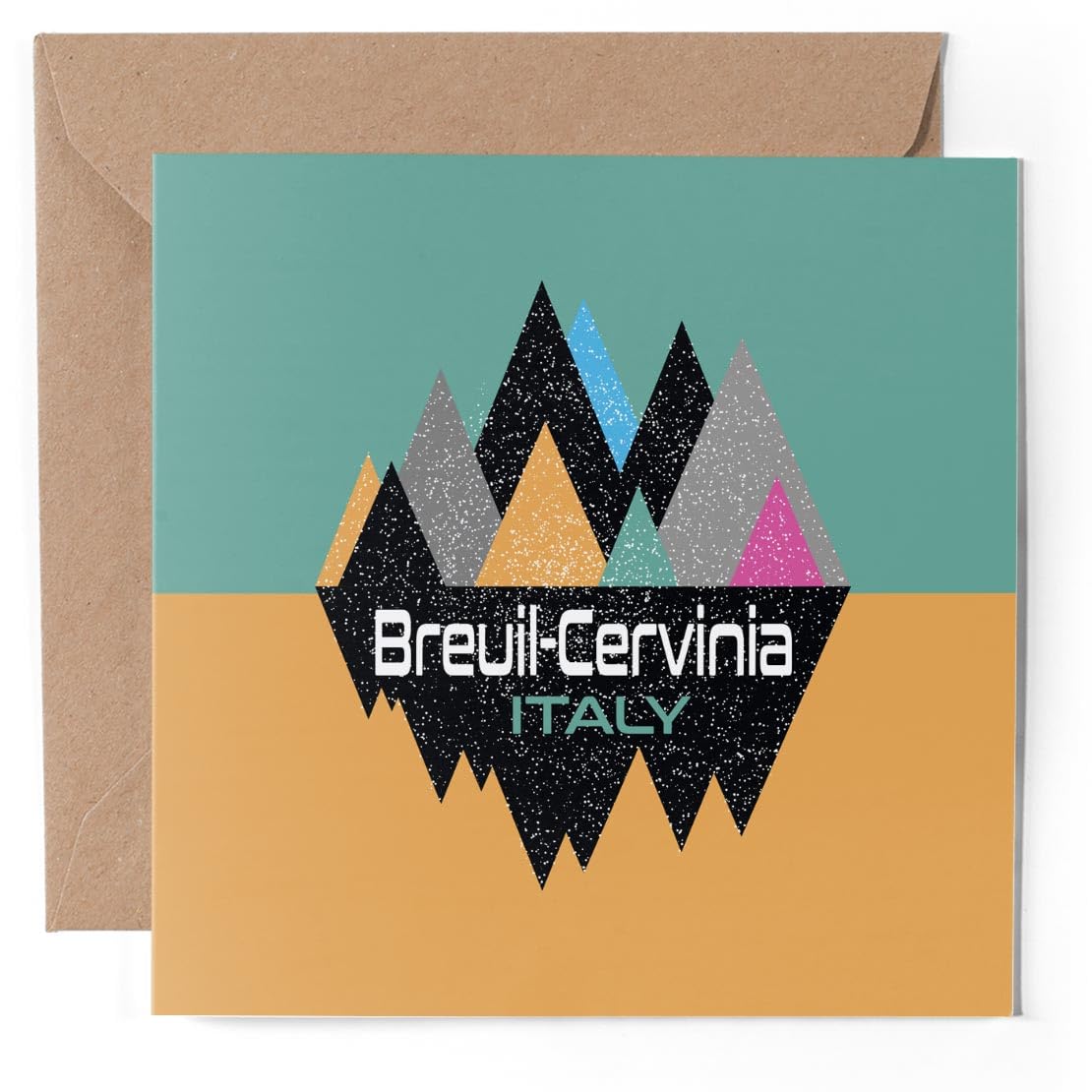 1 x Greeting Card - Breuil Cervini Italy Ski Abstract World - Blank Birthday Celebration Anniversary #58922