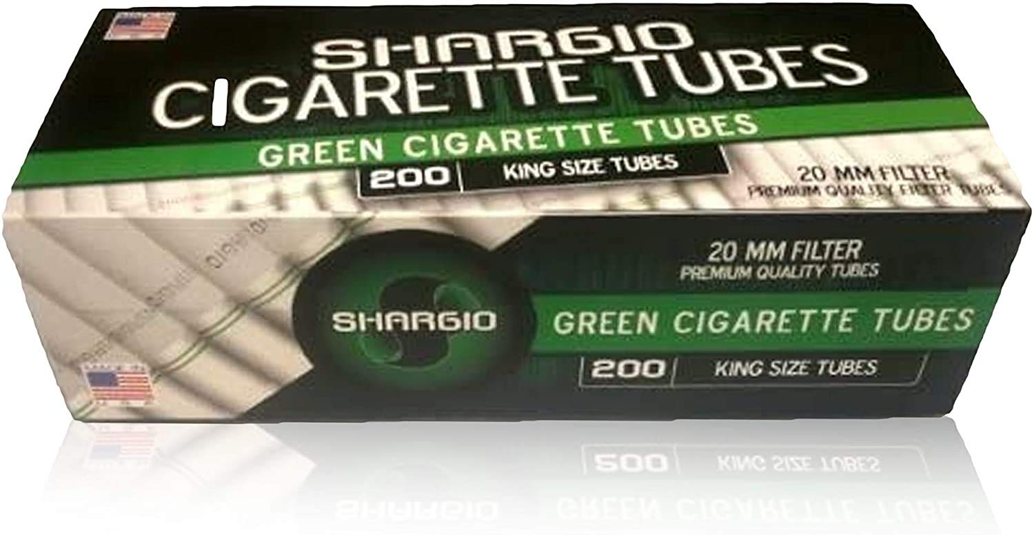 Shargio Green King-Size 200ct Rolling Filter Tubes Contains Full Clean Flavor Comes with - Pack of 5