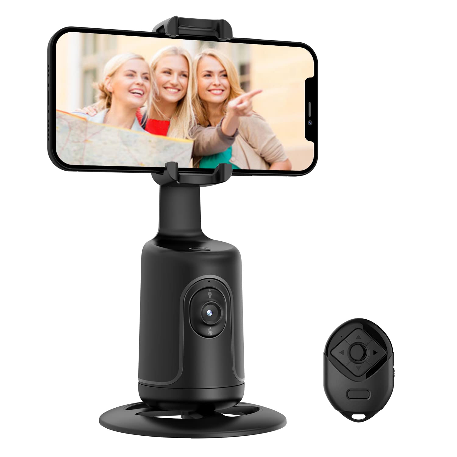 Auto Face Tracking Phone Holder with Remote,Korecase 360°Rotation Following Face Body Smart Shooting Tracking Tripod Phone Camera Mount for Live Vlog,Tiktok,Rechargeable Battery,No App,Black