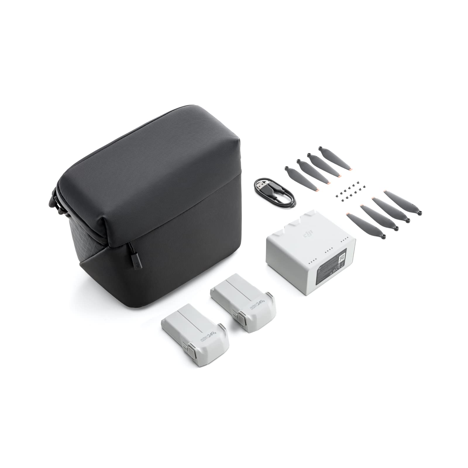 DJI Mini 3 Pro Fly More Kit, Includes Two Intelligent Flight Batteries, Two-Way Charging Hub, Data Cable, Shoulder Bag, Spare propellers, and Screws, Black, UAE Version with Official Warranty Support