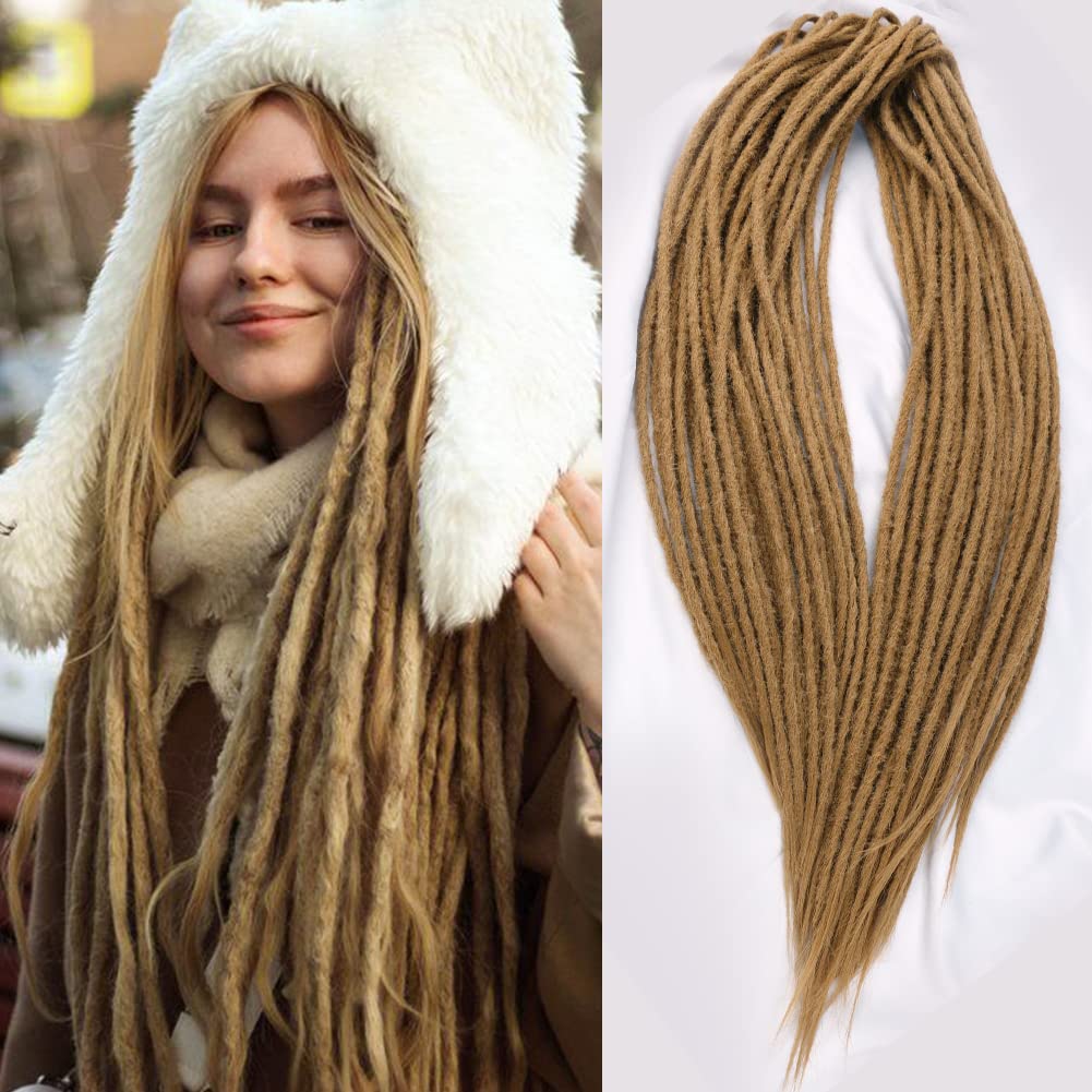 24 Inch Double Ended Dreadlock Extensions Synthetic Dreads 5strands/pack Synthetic Braids Thin 0.6cm Soft Handmade Reggae Hair Hip-Hop Style Dread Extensions Locks Hair(5strands/pack,27#)