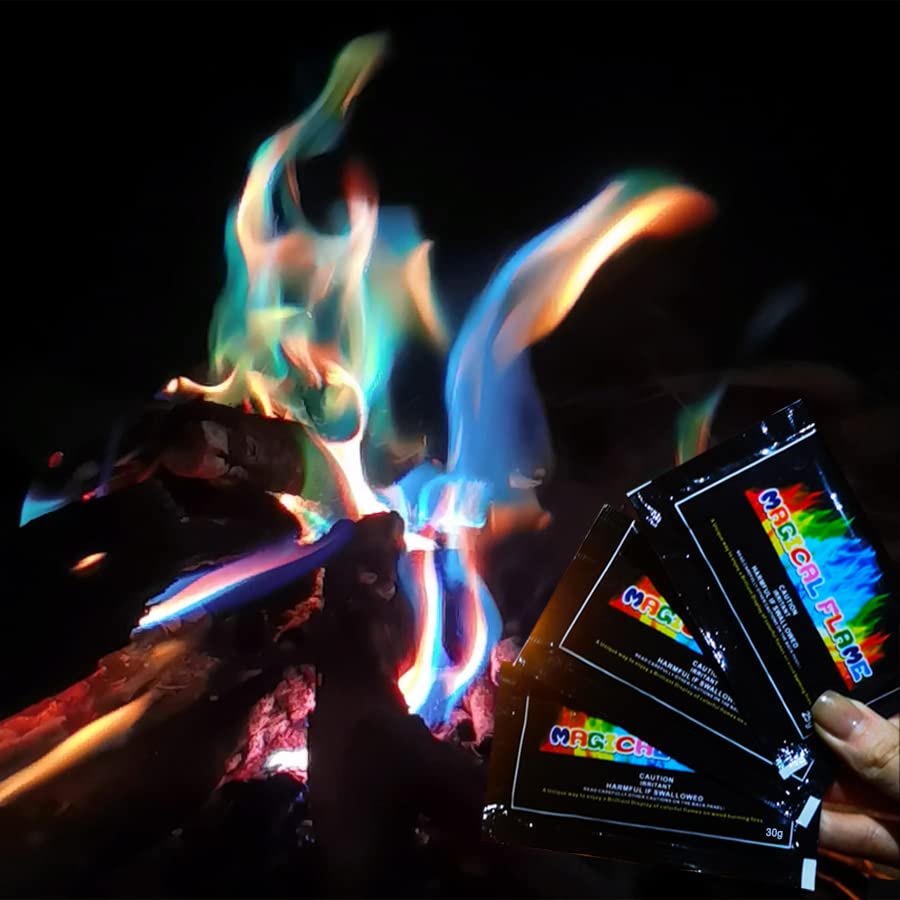 Sanrich Magical Fire Flames Pouch Fire Color Changing Packets Long Lasting 1 Once for Outdoor Fire Pits,Campfires,Backyard firepit,Bonfire,Fun Flames,Multiple Colors of Cool Flames (50pcs)