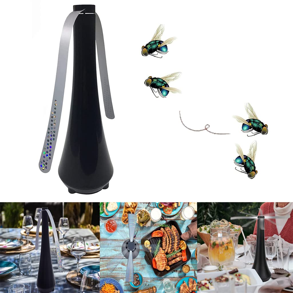 Fly Repellent Fan for Flies, Fly Fan Keep Pesky Flies Off Table and Food, Food Protector Electric Fan Portable Fly Trap, Flying Insects Deterrent Fan with Lightweight Soft Touch Blades, Black