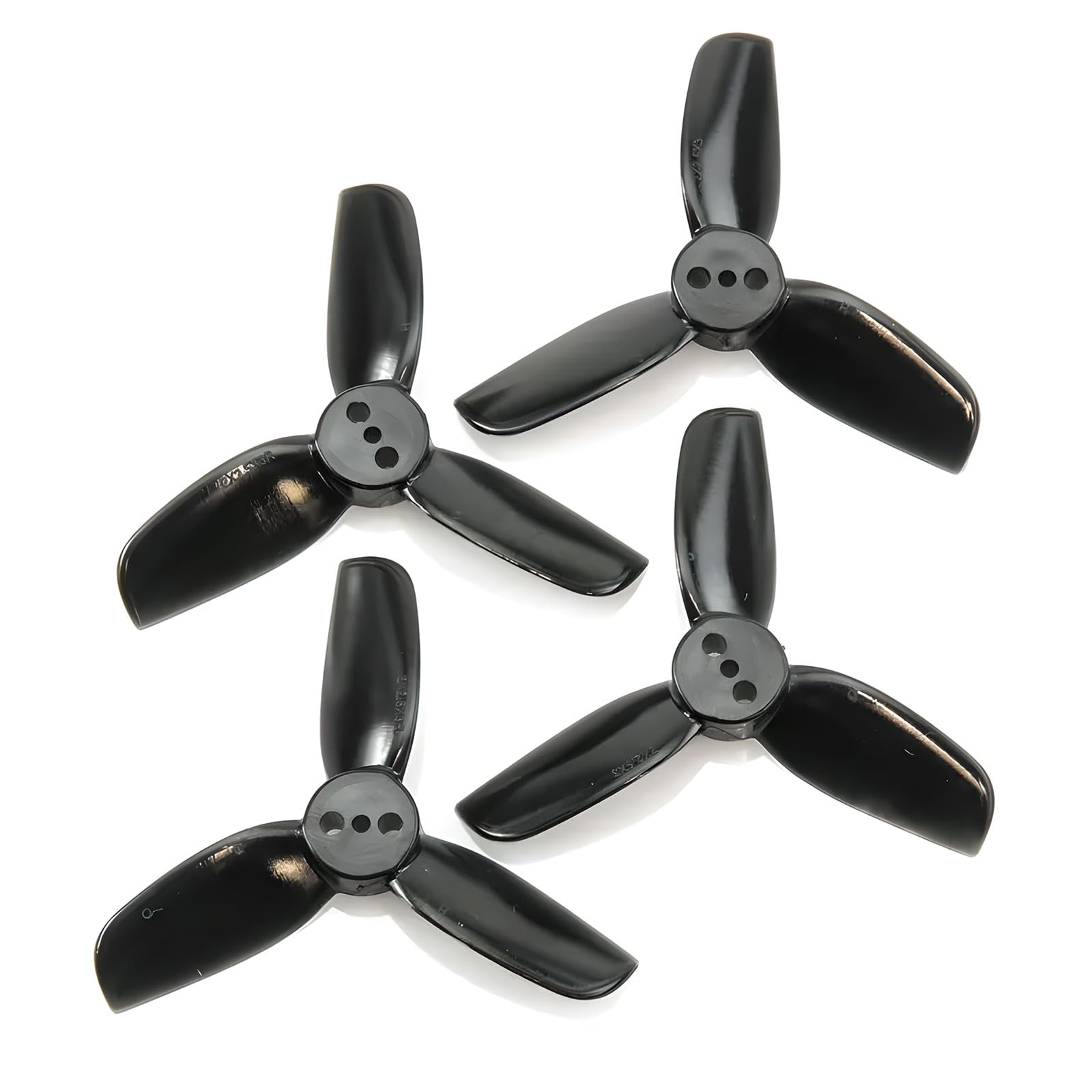 8pcs HQProp T2X2.5X3 2" 3-Blade T-Mount Propeller Set (4X CW / 4X CCW) (Black)