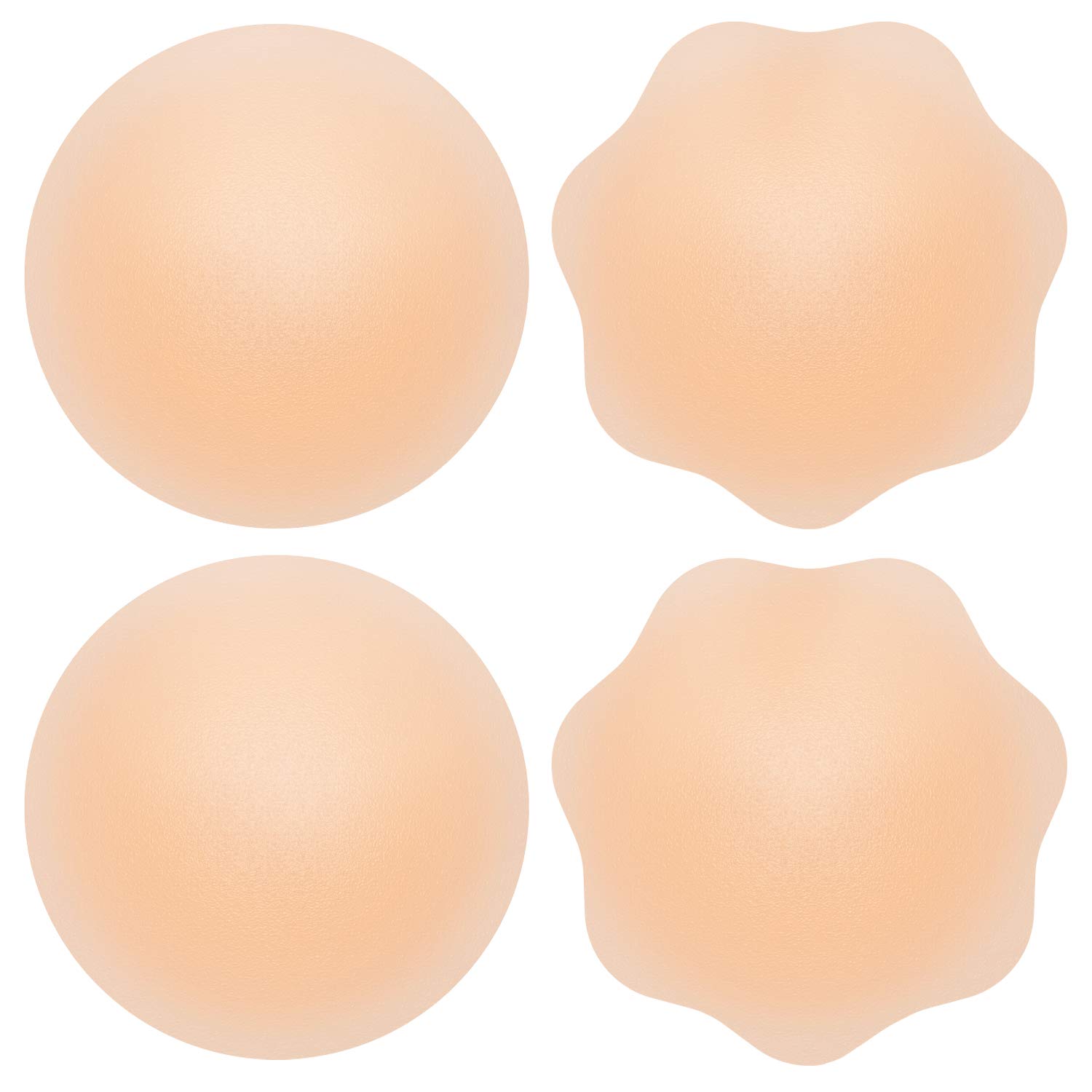 Silicone Nipple Cover Breast Petals - 2 Pairs - Covers for Women and Men - Reusable Pasties - Adhesive Strapless Bra Pads - One Size Fits All - Round, Flower Shape