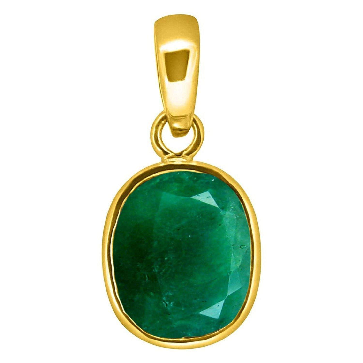 DENMOUSNatural 9.25 Ratti 8.85 Carat Emerald Loose Gemstone Panna Gold Plated Pendant Locket for Men and Women (Astrological Purpose Panna Pendant) - B0CT361YL6AMZ2340