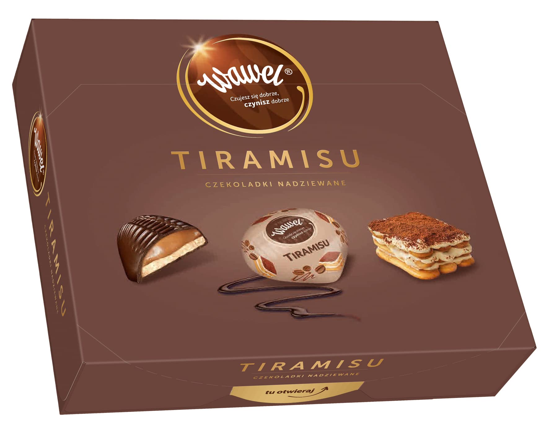 Wawel Tiramisu Milk Chocolate Pralines with Tiramisu Flavour Filling, Imported from Poland