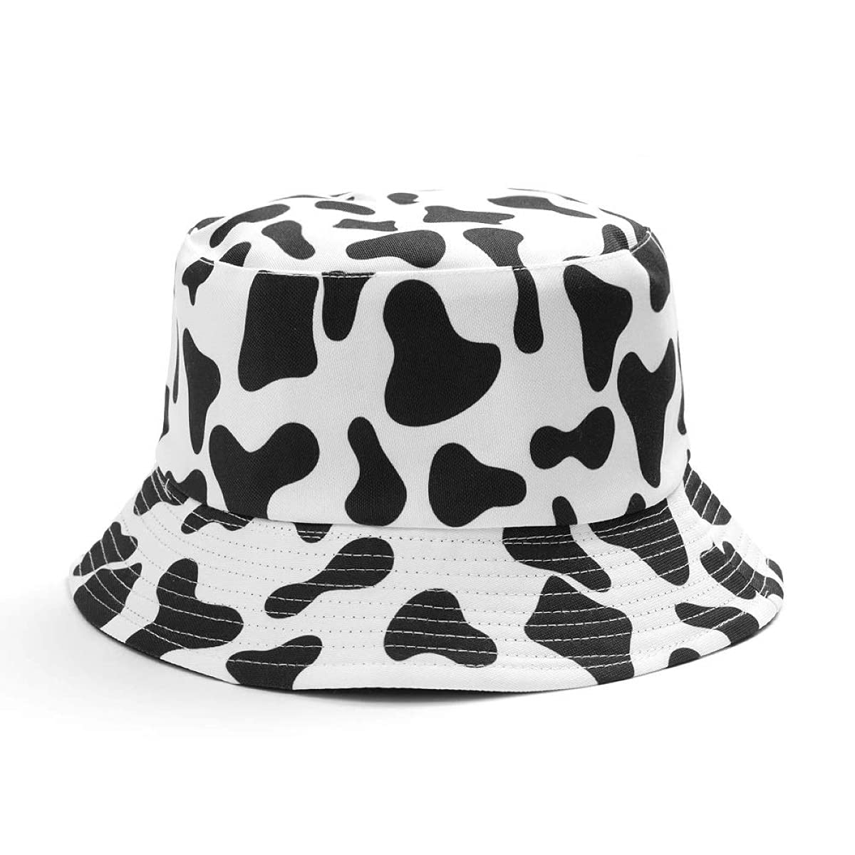 Unisex 100% Cotton Foldable Bucket Beach Sun Hat- Cow Printed