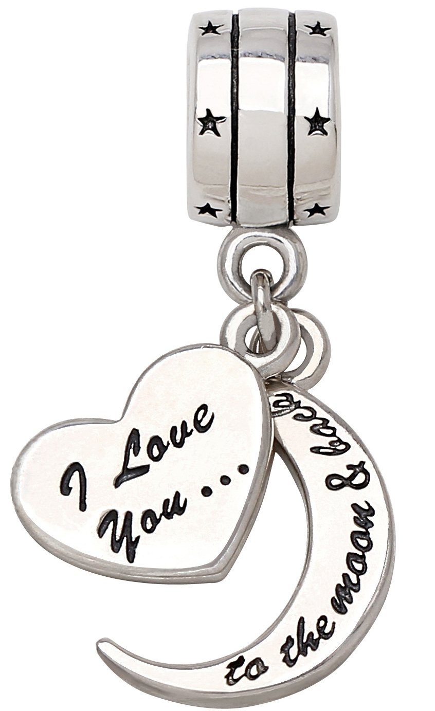 ALOVI Love You To The Moon and Back Two-Piece Pendant Bead Charm