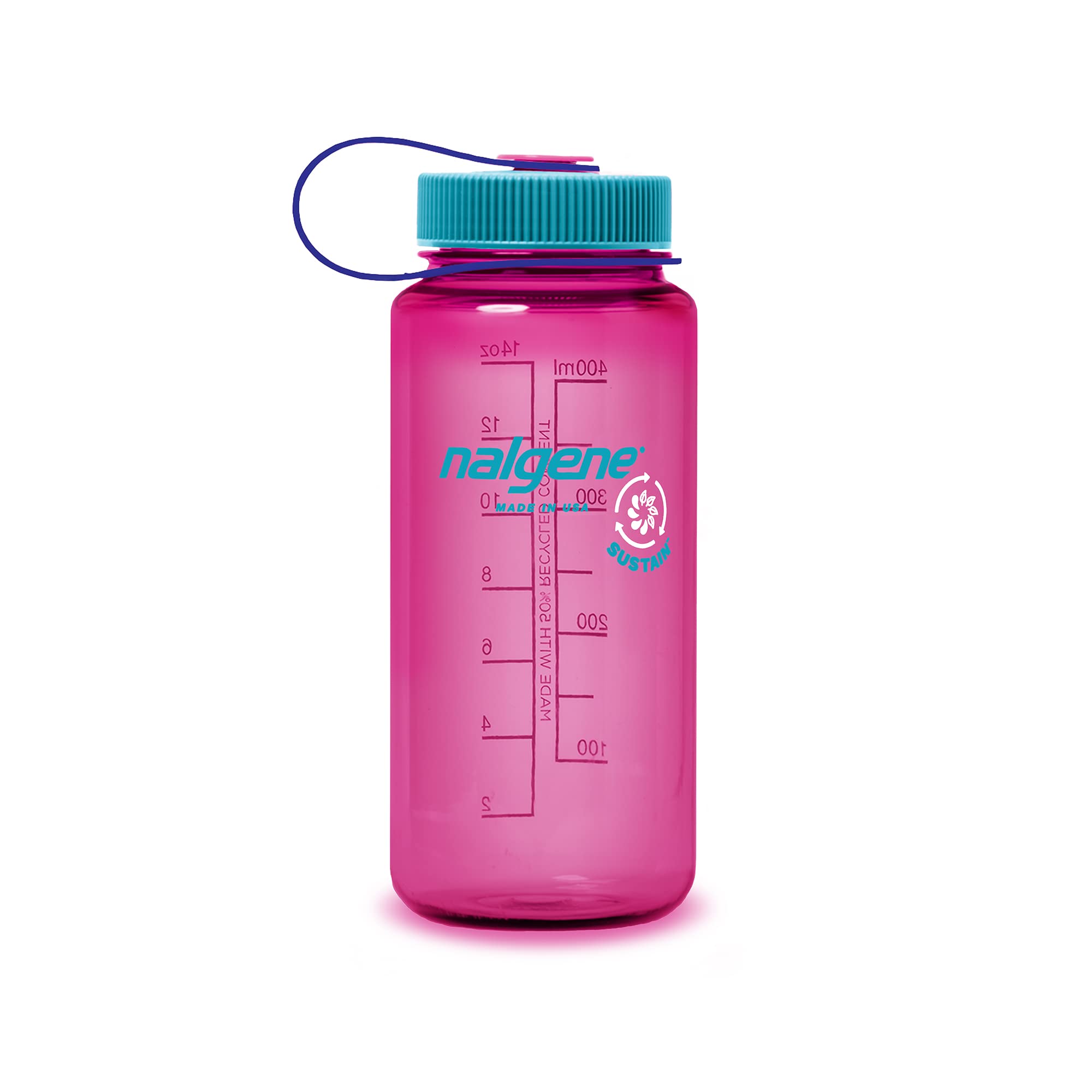 Nalgene Sustain Tritan BPA-Free Water Bottle Made with Material Derived From 50% Plastic Waste, 16 OZ, Wide Mouth