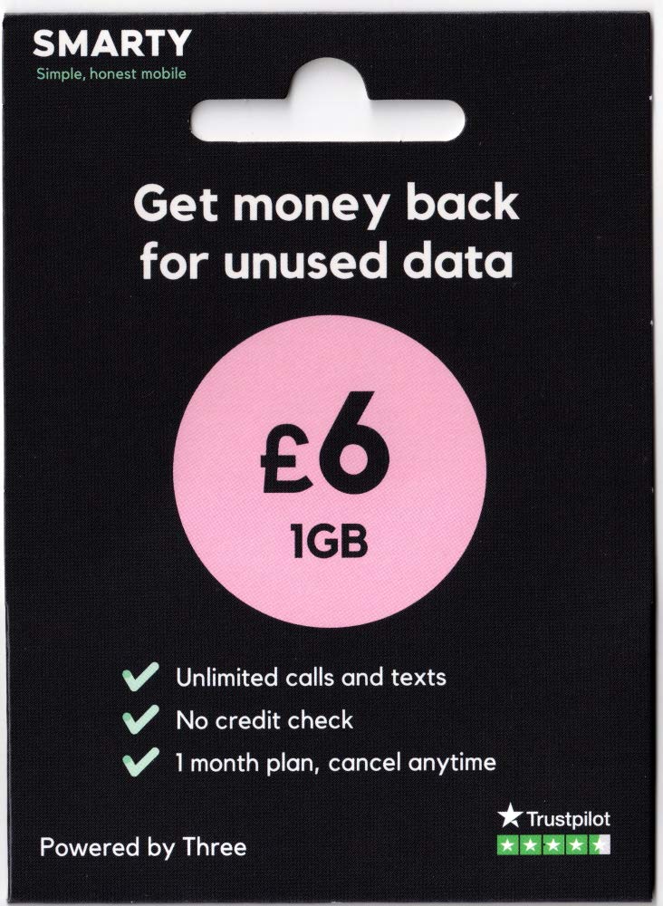 SMARTY SIM from just £6 for 1 GB or 30 GB for £10, Unlimited Calls and Texts Included