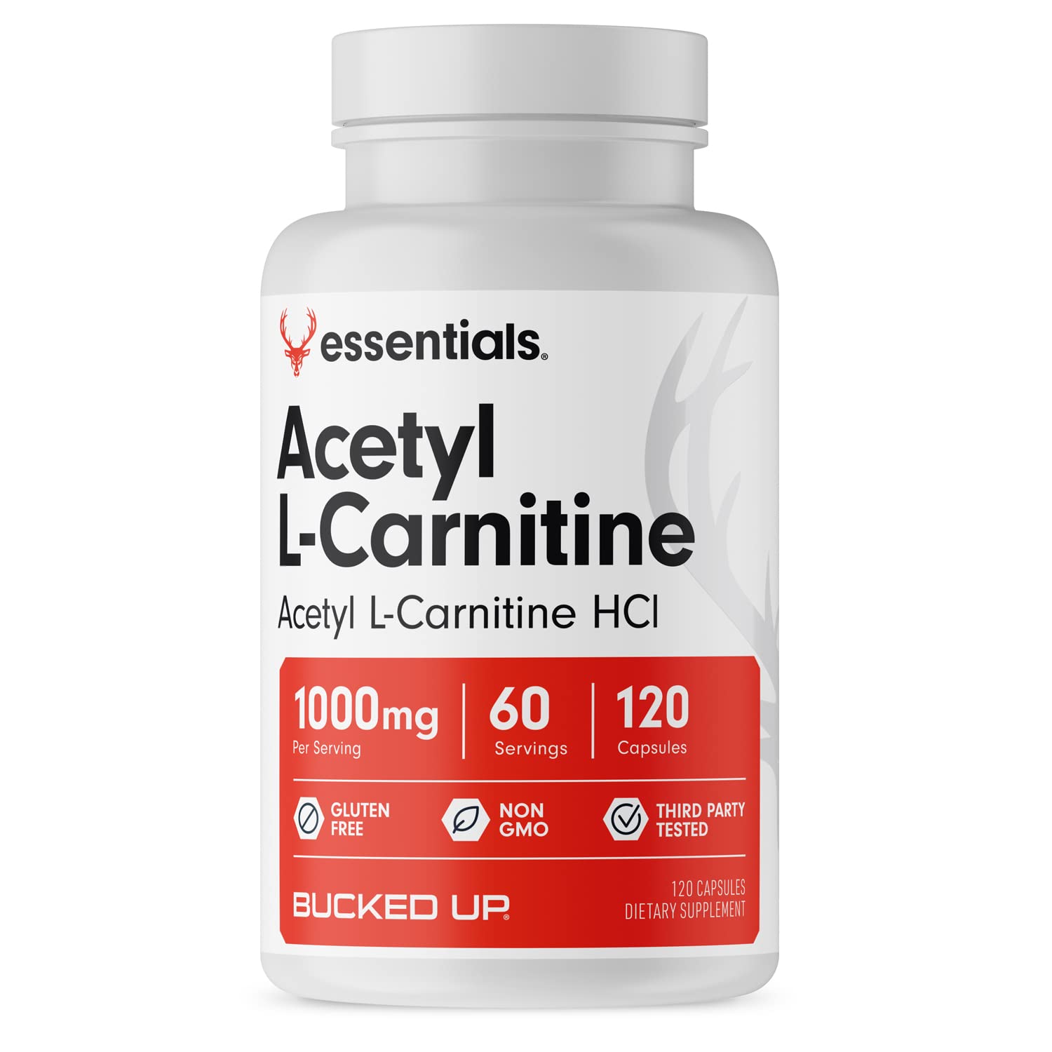 Bucked UpAcetyl L-Carnitine 1000mg Per Serving, Supports Brain Function Essentials (60 Servings, 120 Capsules)