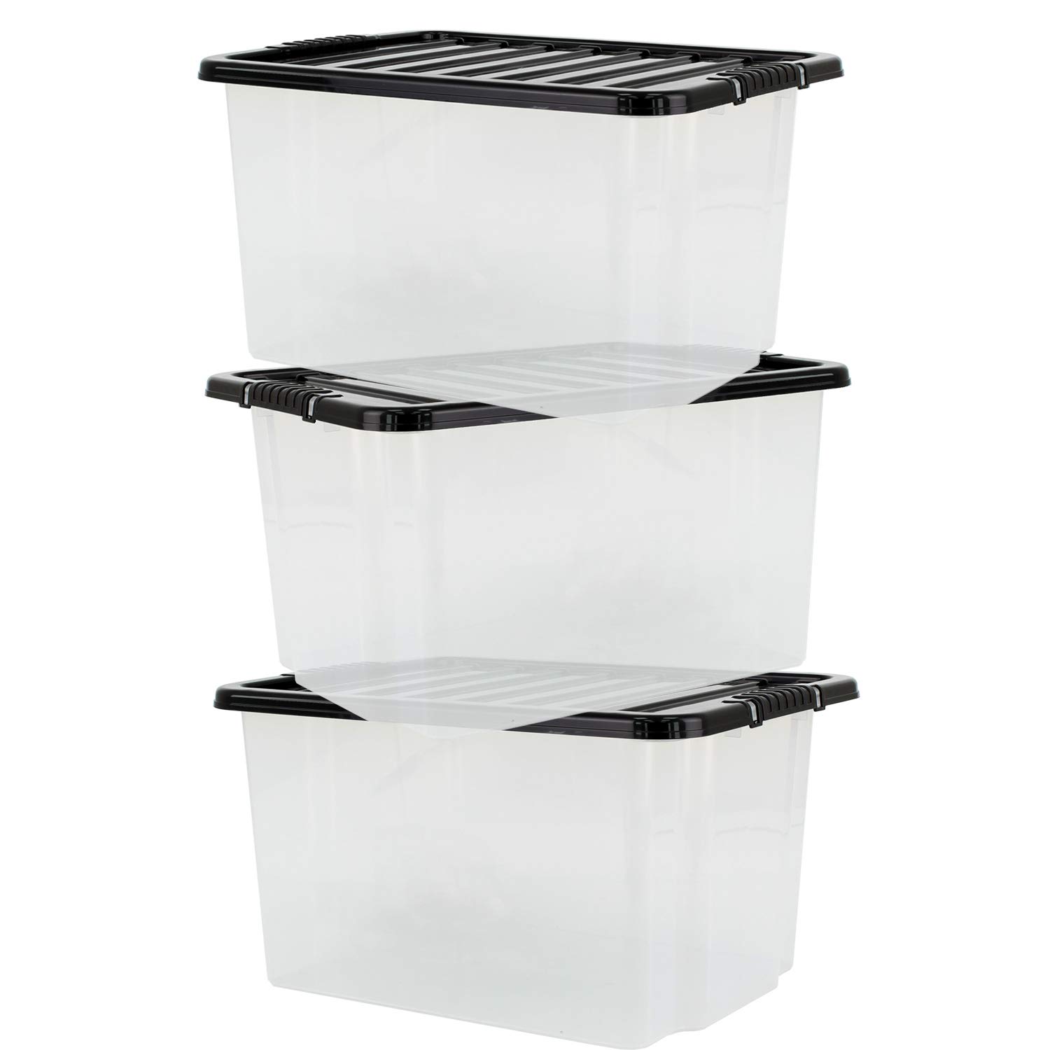 Clear Plastic 35L Storage Container Box Drawer Lid Home Wardrobe Shoes Kids Toys (3)