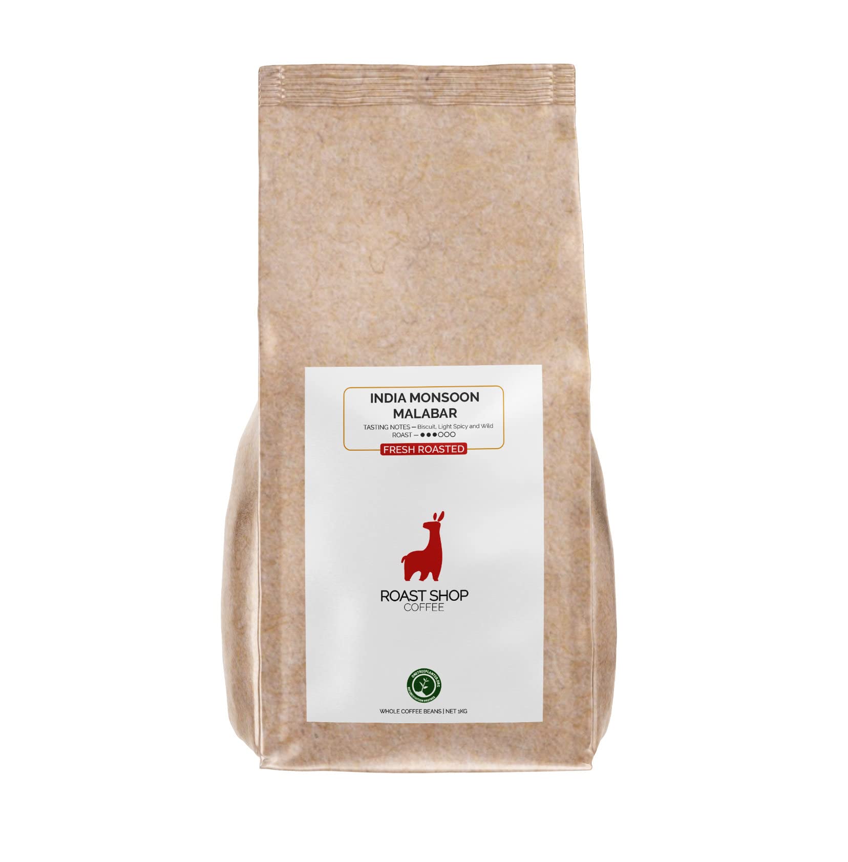 Indian Monsoon Malabar 1kg Freshly Roasted Coffee Beans, Single Origin, Medium Dark Roast