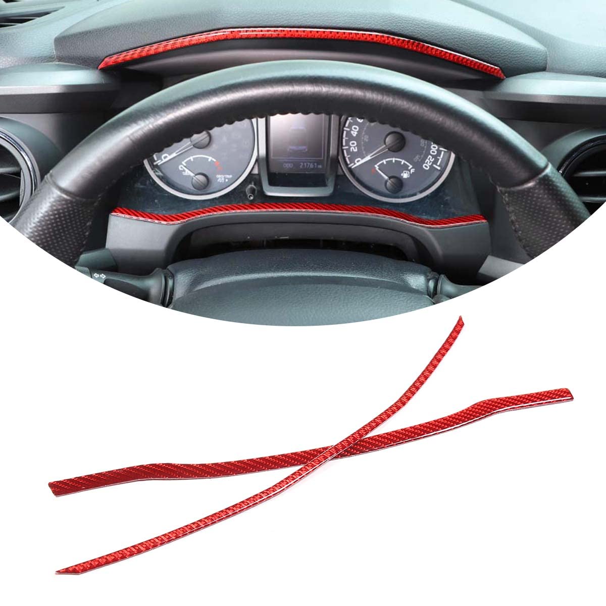 TongSheng For Tacoma 2015 2016 2017 2018 2019 2020 2021 2022 2023 Soft Carbon Fiber 3D Sticker Car Dashboard Decoration Cover Trim Sticker Interior Car Accessories (Red)