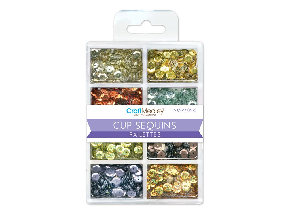 Multicraft Imports Craft Medley(TM) Creative Essentials Cup Sequins 7mm 0.56oz-Dazzling Metallics, Multicolor