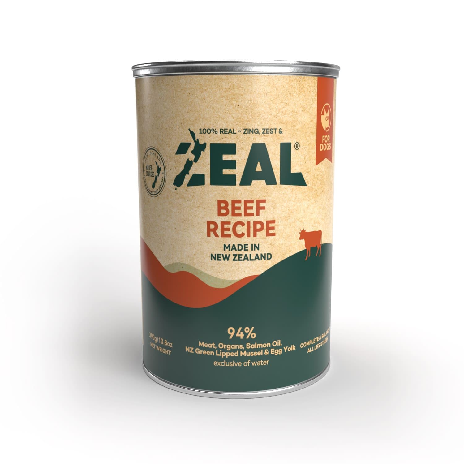 ZealGrain Free Beef Recipe, All life Stages Dog Wet Food 390g - Made in New Zealand