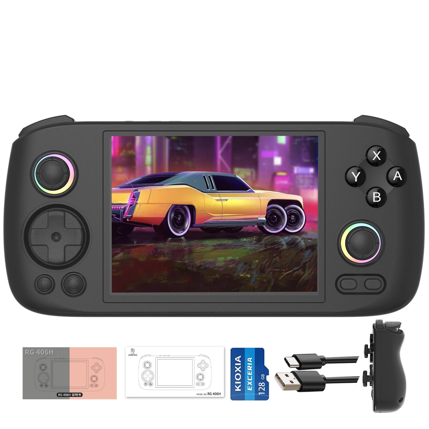 RG406H Retro Game Console 128G TF Card 5000+ Games, 4-inch Android 13 Unisoc T820 Processor 8 Cores Emulator Video Games RG 406H Supports 5G WiFi 4.2 Bluetooth Online Fighting,Streaming