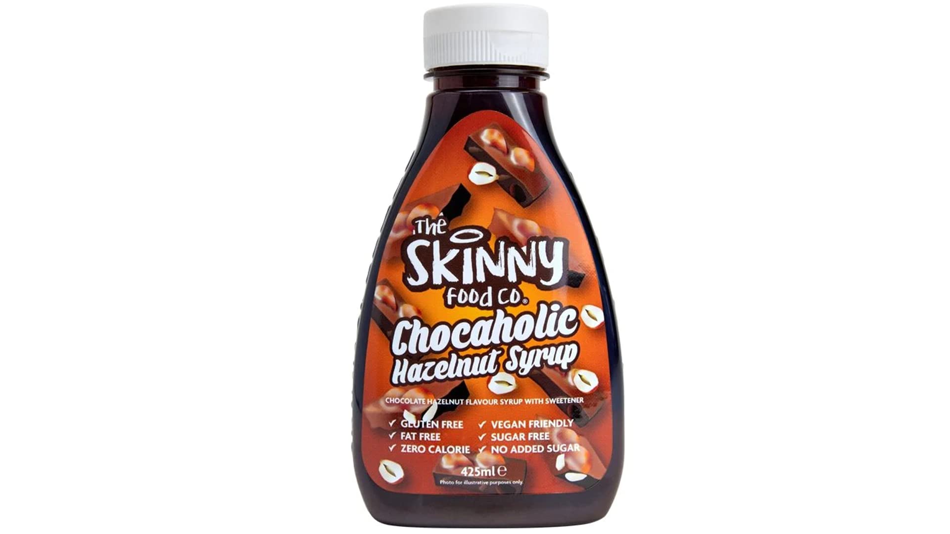 The Skinny Food Co. Chocaholic Syrup- Gluten-Free,Fat-Free, Zero Calories,Vegan,Sugar-Free can be paired with a wide variety of desserts,dishes & drinks 425 ml (chocaholic hazelnut syrup)