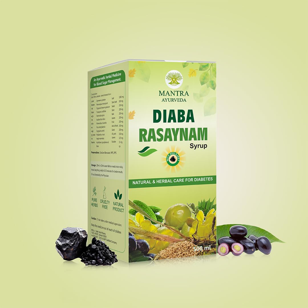 Mantra Ayurveda Diaba Rasaynam Diabetes Syrup with Shilajeet | Ayurvedic Health Syrup for Blood Sugar Management | Supports Metabolic & Digestive Health | Maintains Stamina & Energy for a Healthy Life