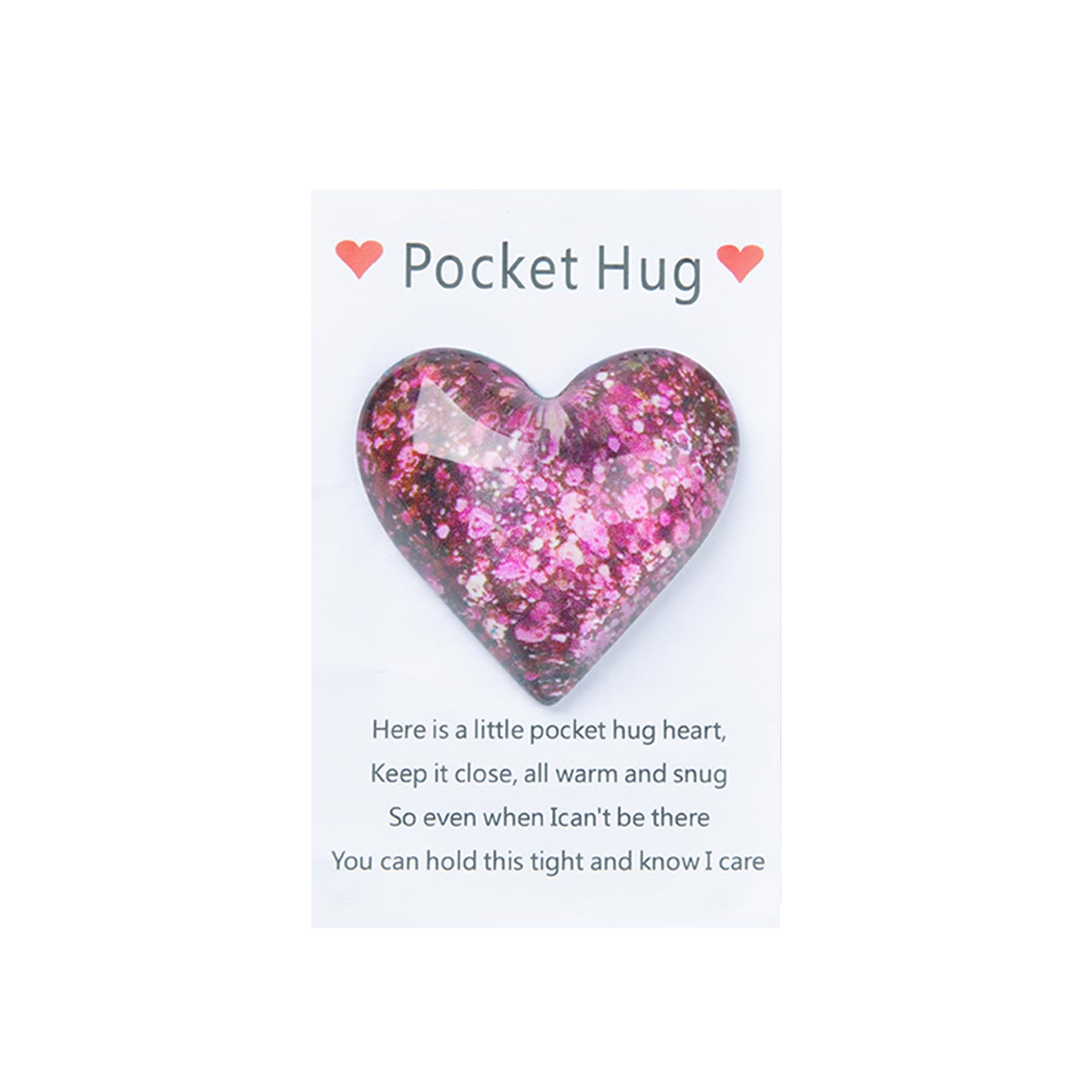 Pocket Hugs Heart - Good Lucky Gifts for Weddings, Birthday Gifts, First Day at School Gifts, Good Luck at University Gift, Thinking of You Gifts, Cancer Positivity Gifts, Pocket Hug Gift (Red)