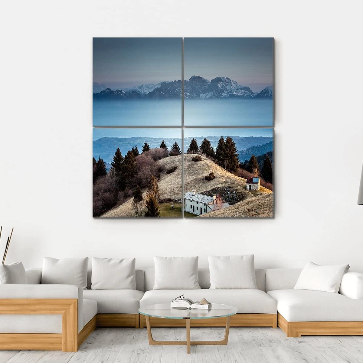 ERGO PLUSMount Schiara Dolomite Peaks- Canvas Print for Living Room Decor - Framed Wall Art Ready to Hang - Large Size