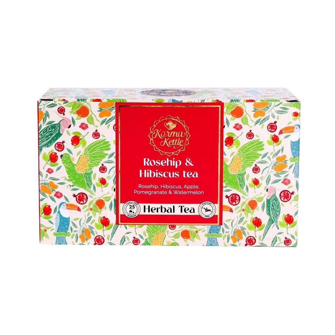 Karma Kettle Rosehip & Hibiscus Tea, 25 Staple Free Teabags