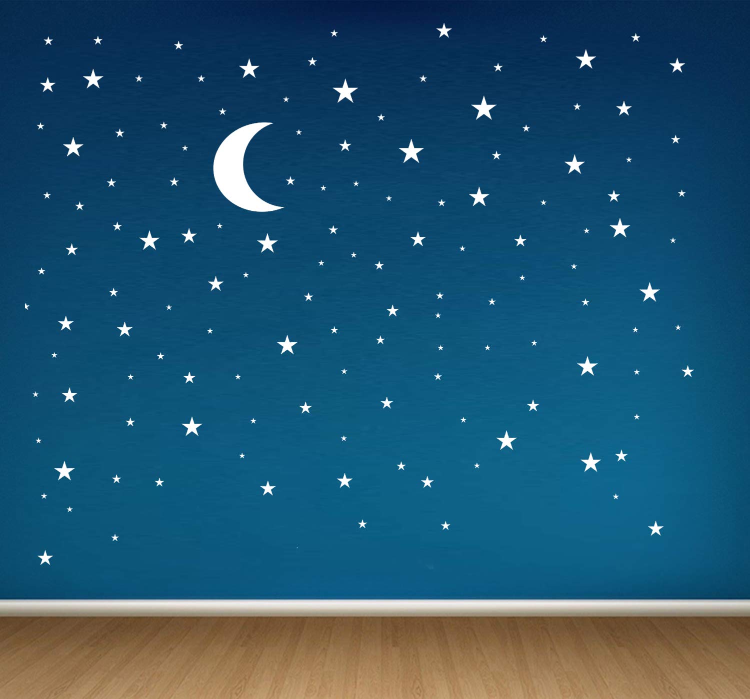 JURUOXIN Moon and Stars Wall Decal Vinyl Sticker for Kids Boy Girls Baby Room Decoration Good Night Nursery Wall Decor Home House Bedroom Design Pack of 178Pcs (White)