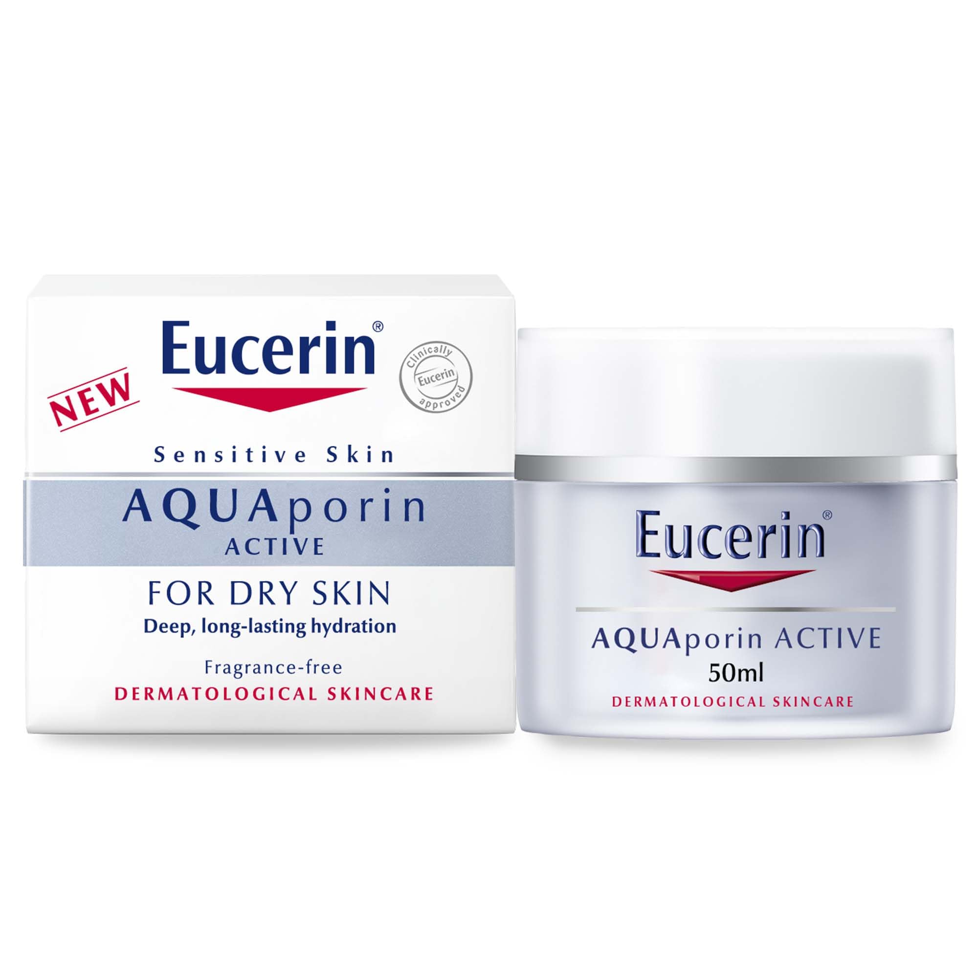 Eucerin Aquaporin Active Rich Face Day Cream with Gluco-Glycerol and Hyaluronic Acid, Refreshing Face Moisturizer for 24-hour Hydration, Non-Comedogenic, for Dry Skin, 50ml