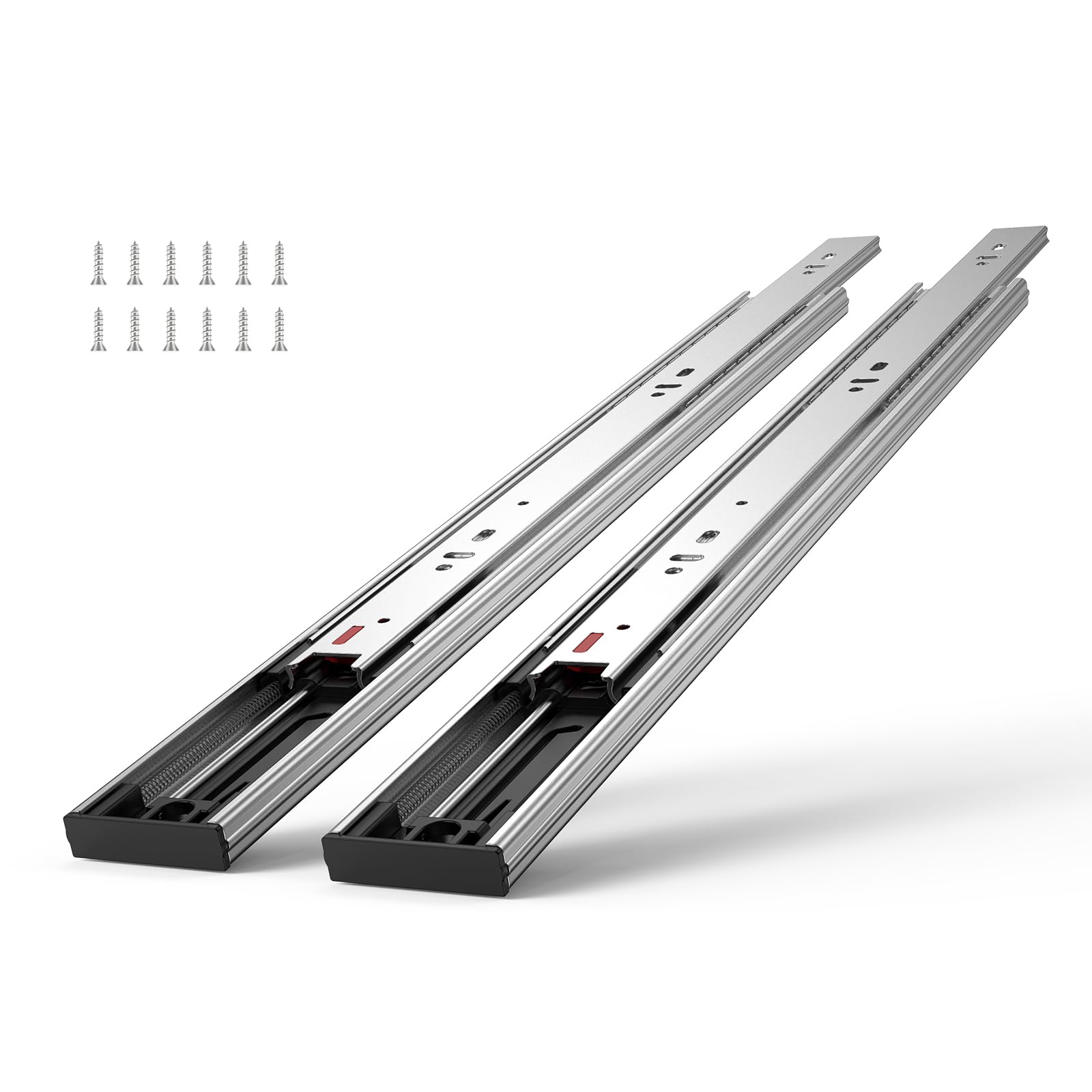 VEVOR 6 Pairs 20 Inch Soft Close Drawer Slides 14 16 18 20 22 24 Inch Heavy Duty Side Mount Rails,Ball Bearing Full Extension Noiseless Dresser Drawer Slides, 100 Lbs Load Capacity