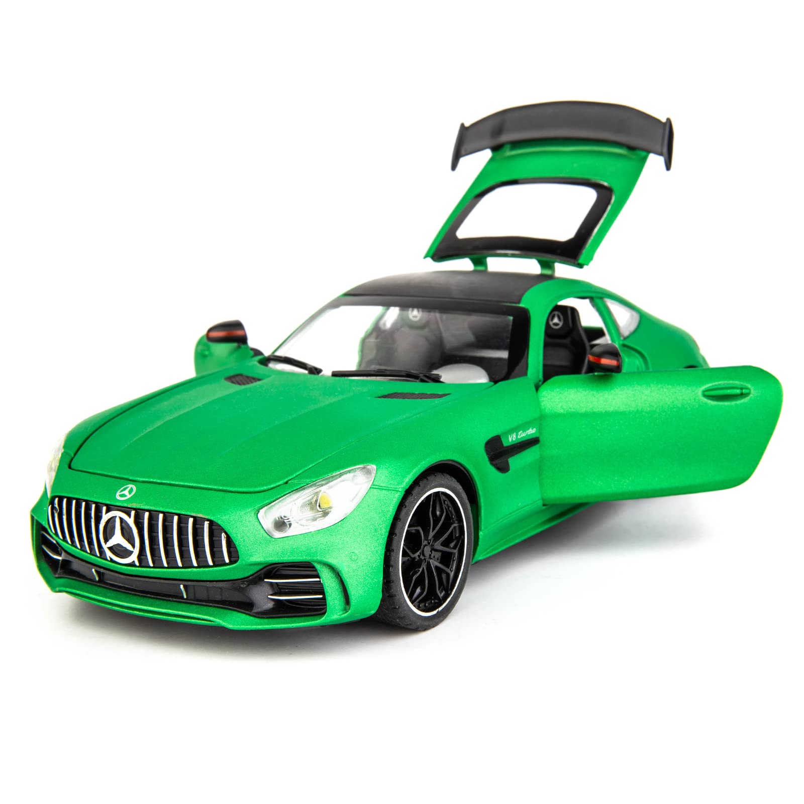 TGRCM-CZ 1/24 Benz AMG GTR Toy Cars Model Car, Zinc Alloy Pull Back Toy car with Sound and Light for Kids Boy Girl Gift(Green)