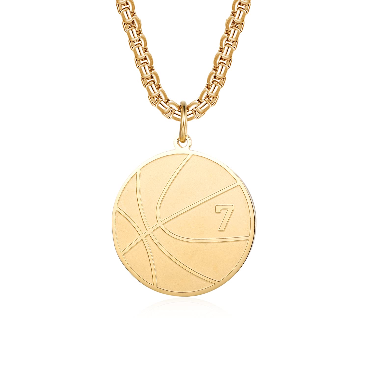 Susook Basketball Number Necklace for Boys Gold Stainless Steel Basketball Pendant Sport Jewelry Gifts for Men