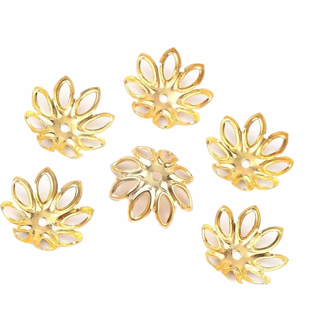 500PCS 15mm Gold Tone Flower Bead Caps Hollow Flower Bead Caps For Jewelry Making gold Zhiheng-huatuo