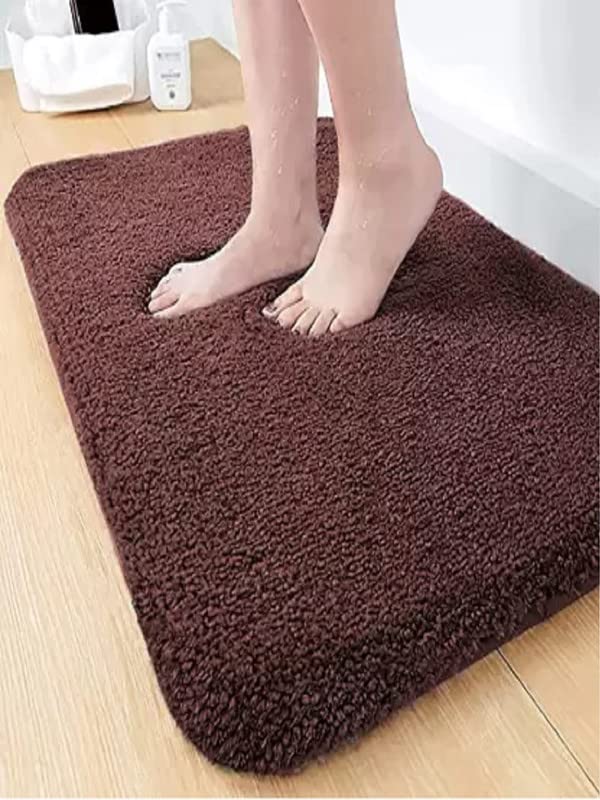 Bruxism Super Soft Anti Skid Solid Bathroom Rugs For Home, Bedroom Rugs, Living Rooms Rugs Entrance Microfiber Door Mats And Rigs Size 40X60 Cm 23Mm Pile High Coffee, Large Rectangle