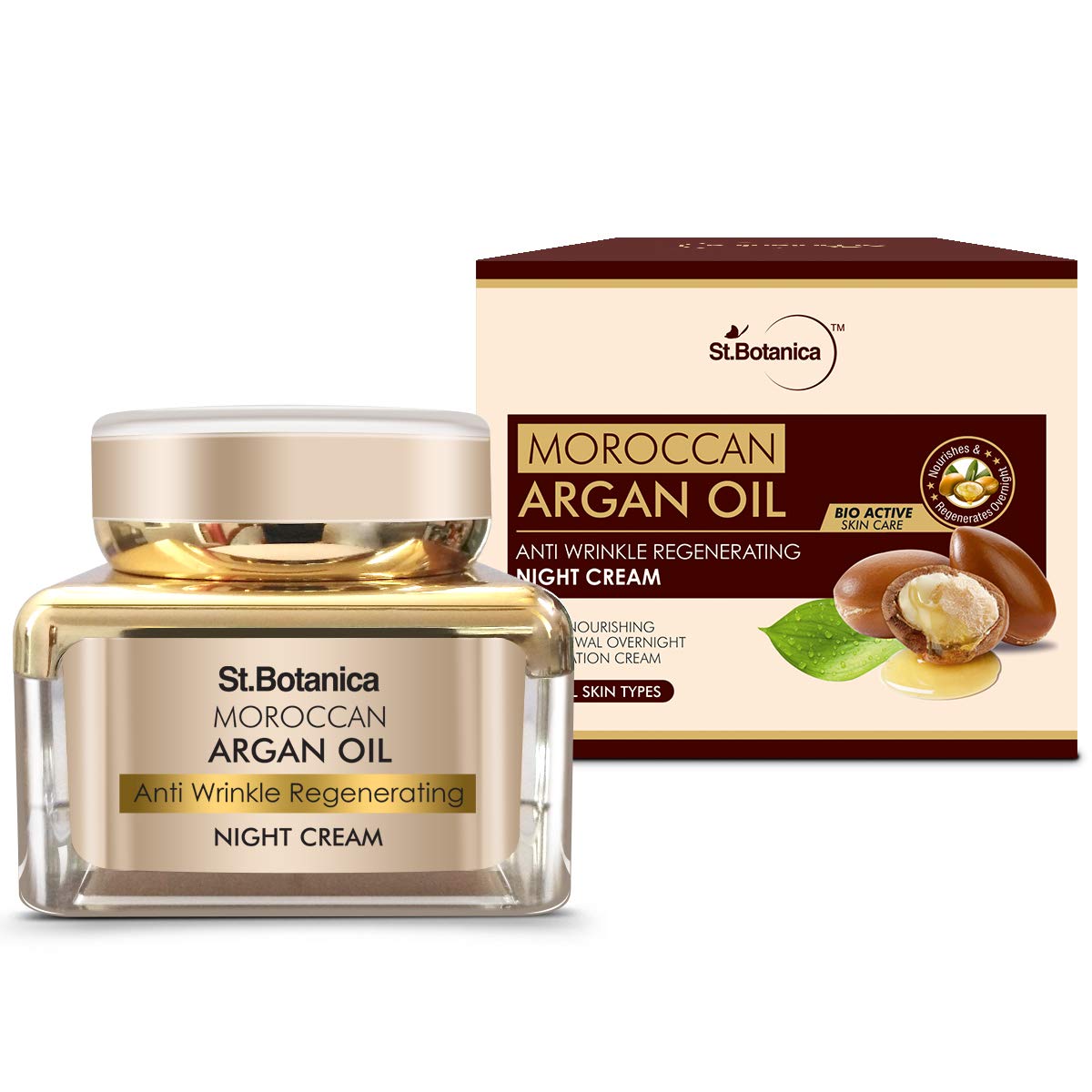 St.BotanicaArgan Oil Anti Wrinkle Night Cream 50g Infused with Argan Oil for Smooth & Youthful-looking Skin