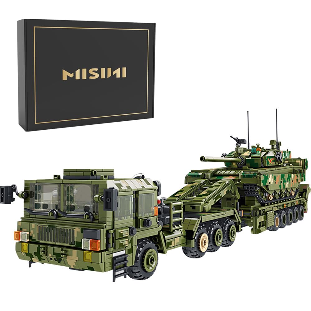 MISINI688003 99A Tank Transporter Kit, WWII Military Tank Construction Kit Set, Tank Model Building Kit for Adults to Collect and Building Toy for Adults (2784 Pieces)