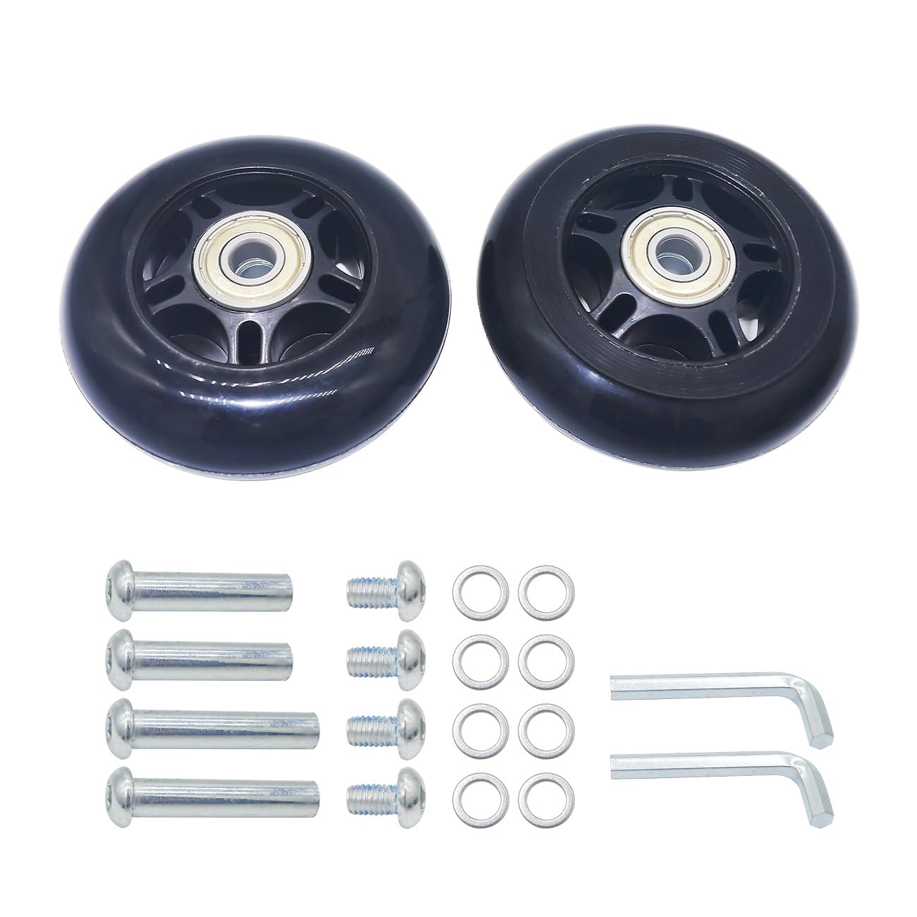 Wear-Resistant Mute Luggage Suitcase Replacement Wheels Rubber Swivel Caster Wheels Repair Kits (Outer diameter 75mm)