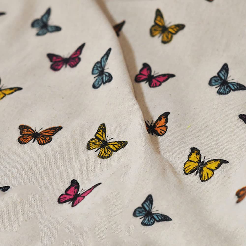 Sheicon Butterfly Print Fabric by The Yard 60" Wide Decorative Fabric for DIY Projects and Tablecloth Making Color Small Butterfly Size 2 Yards