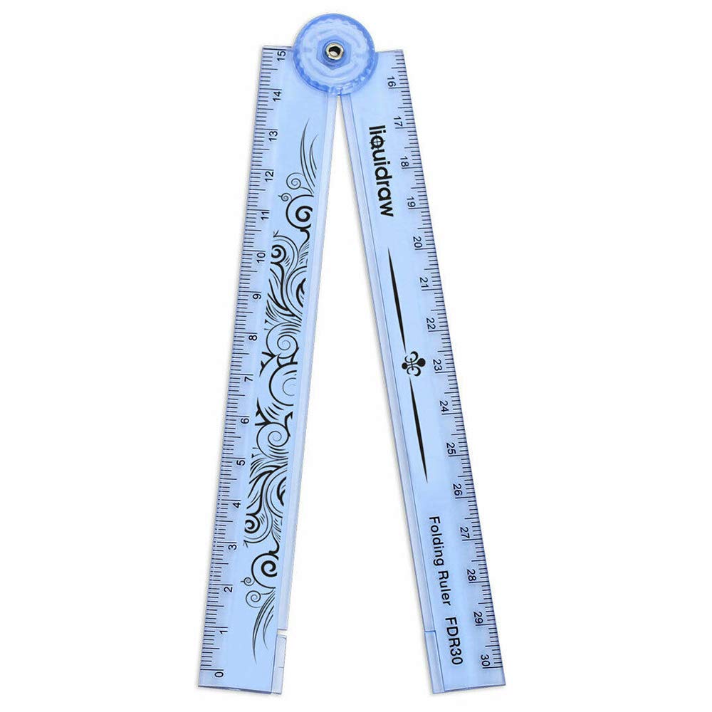 Liquidraw 30cm Folding Ruler Foldable Ruler School Stationery (Blue)