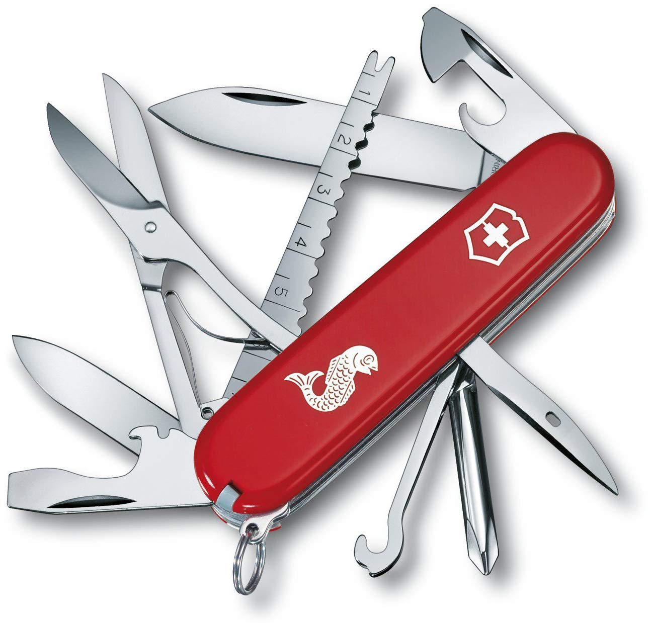 Victorinox Fisherman Swiss Army Pocket Knife, Medium, Multi Tool, 18 Functions, Fish Scaler With Hook Disgorger