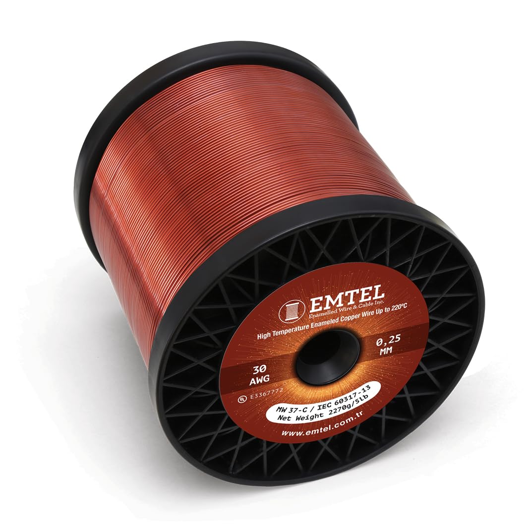 Emtel 0.25 mm – 2.250 gr – 5040 meters Magnet Wire - Enameled Copper Wire for Electrical Motor Transformer Magnetic Coil 220°C (428°F) Thermal Class - Double Insulated Winding Wire