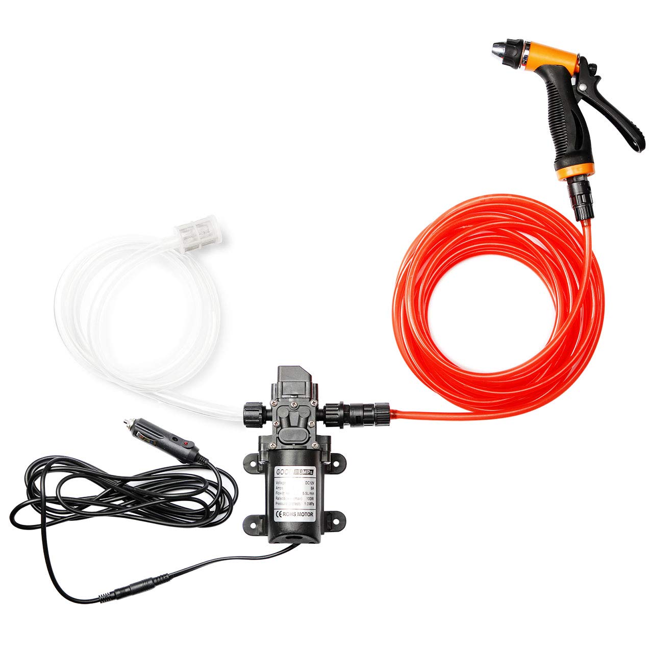 big-autopartsPortable 12v Car Pressure Washer 100W 160PSI Electric Washer Pump with 21.3 Feet PVC Hose fits for Car Home Garden Cleaning Pet Cleaning