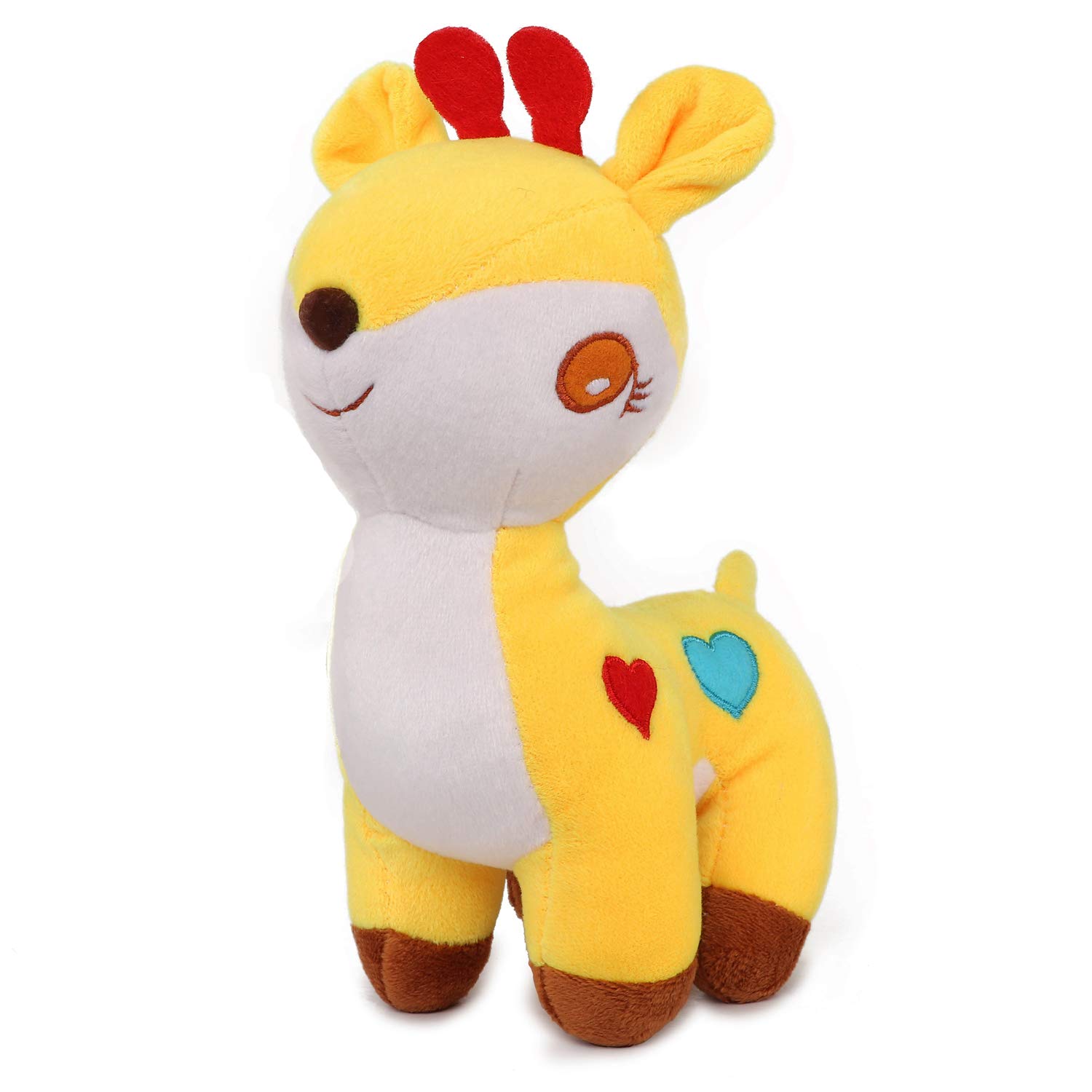 Webby Soft Animal Plush Deer Toy 20cm, Yellow