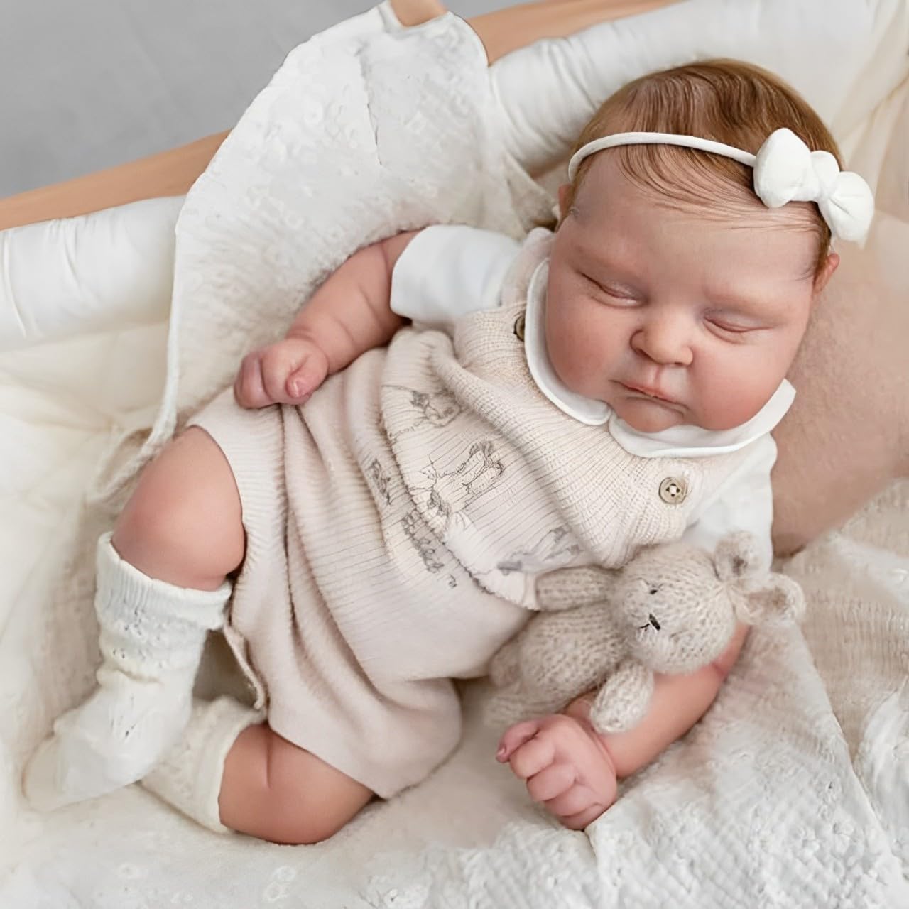 Sleeping Reborn Baby Dolls, 22 Inch Lifelike Newborn Baby Doll with Weighted Cloth Body, Vinyl Reborn Doll Girl with Realistic Veins, Advanced Doll Gift Set for Kids Age 3+, Real Peaches Replica